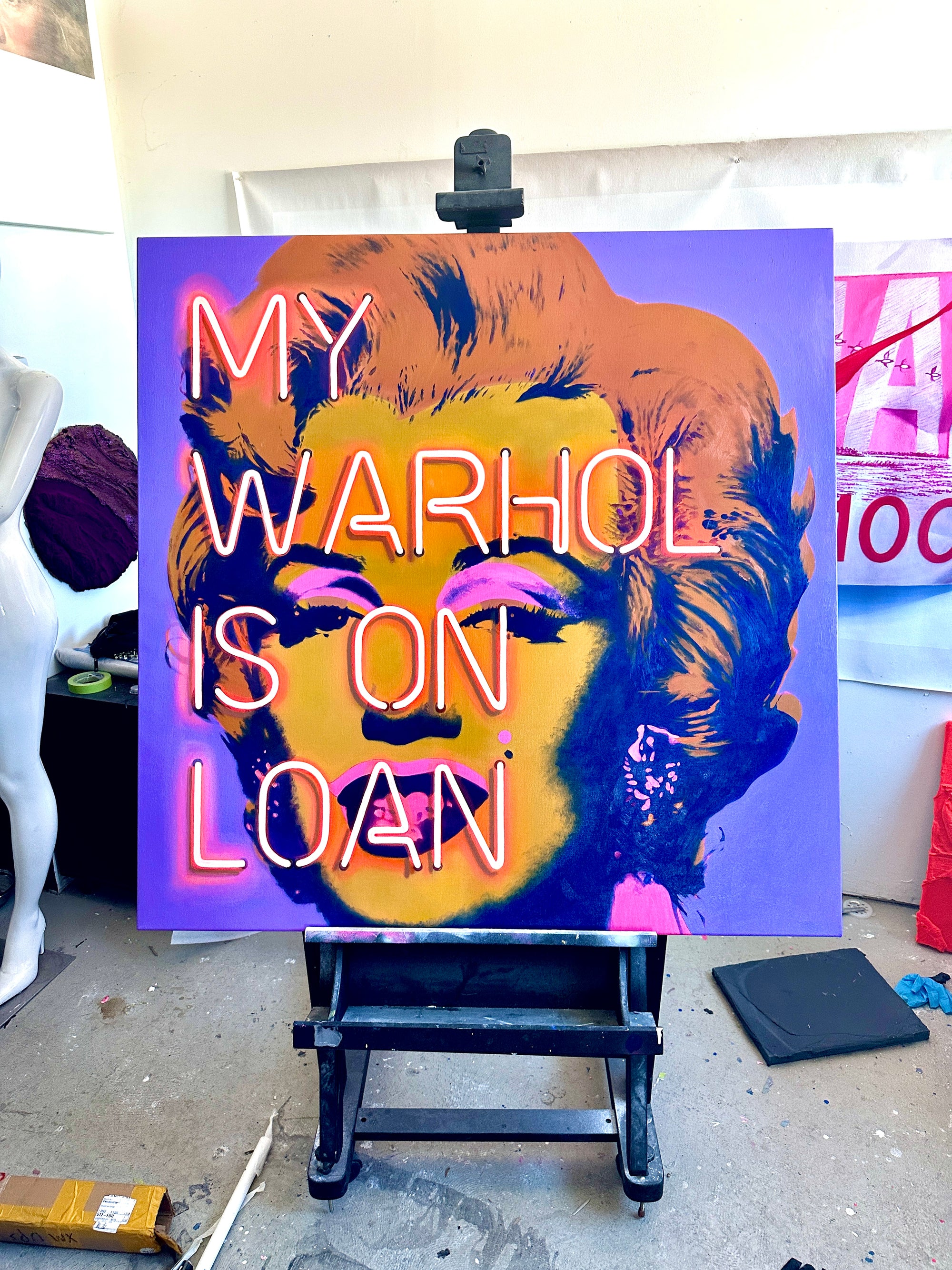 My Warhol is on Loan (Purple + Neon Red)