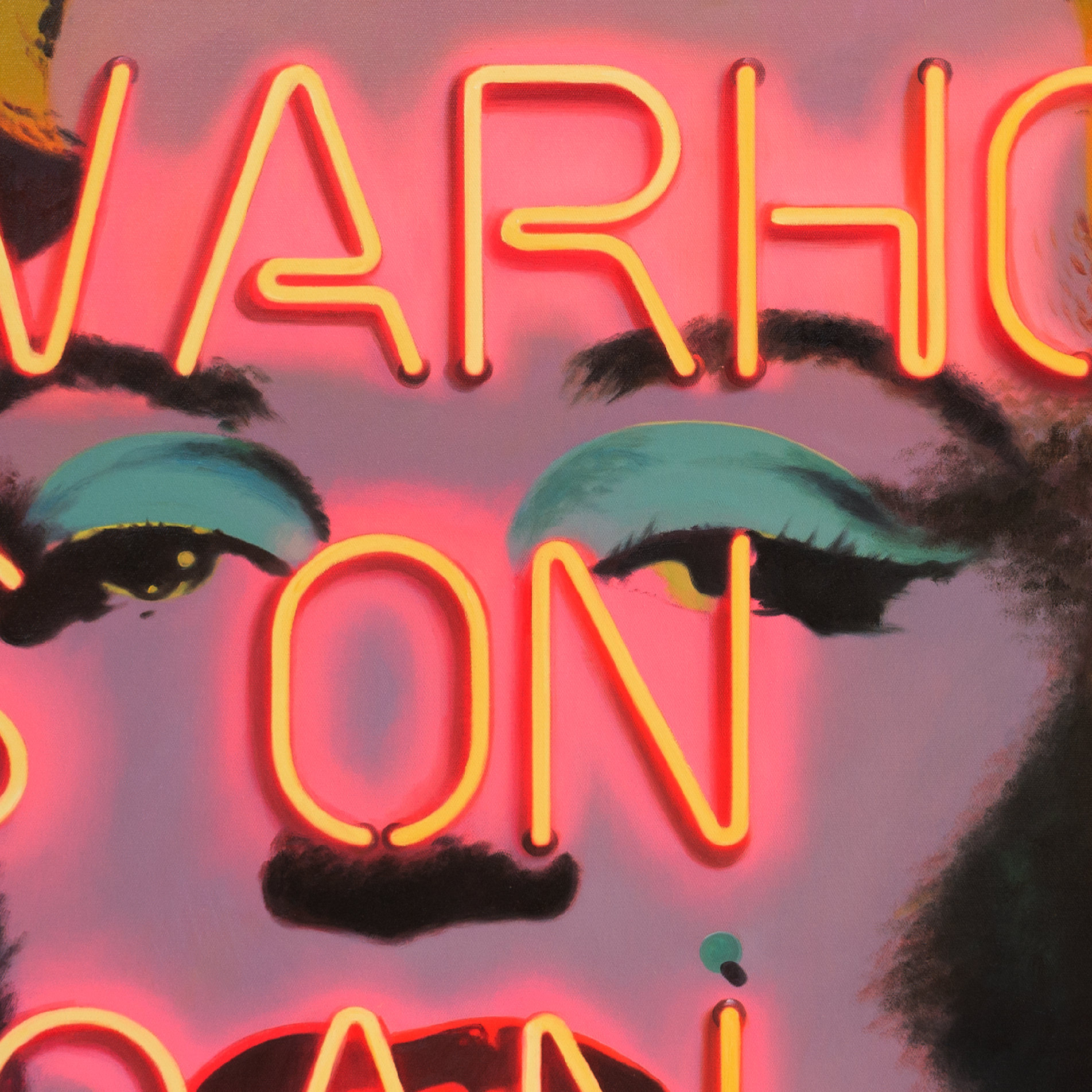 My Warhol is on Loan (Aqua + Neon Red)