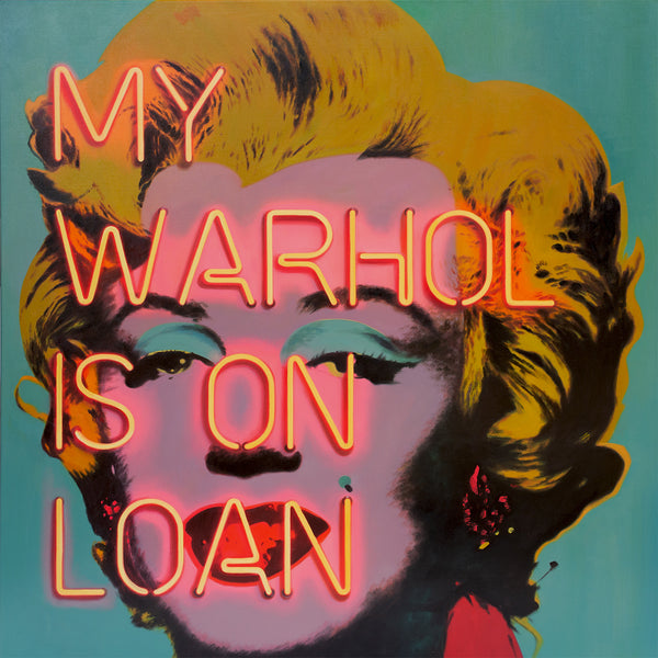 My Warhol is on Loan (Aqua + Neon Red)